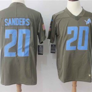 Mens Detriot Lions #20 Sanders Olive Salute to Service Limited Jersey
