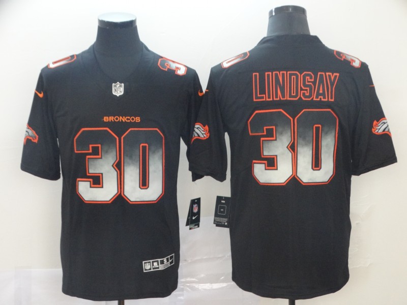 Denver Broncos #30 Phillip Lindsay 2019 Black Smoke Fashion Limited Men Jersey