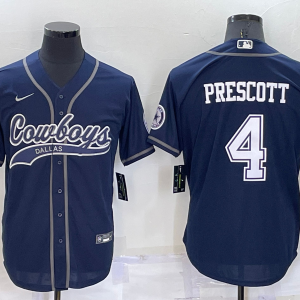 Men's Dallas Cowboys #4 Dak Prescott Blue Baseball Nike Jersey