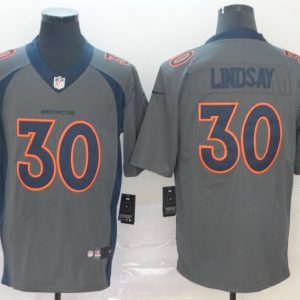 Nike Denver Broncos #30 Phillip Lindsay Grey Inverted Legend Men Jersey