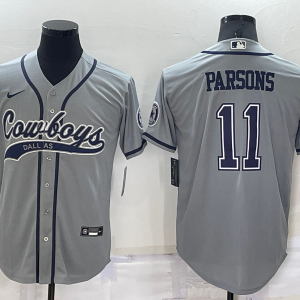 Men's Dallas Cowboys #11 Micah Parsons Grey Baseball Nike Jersey
