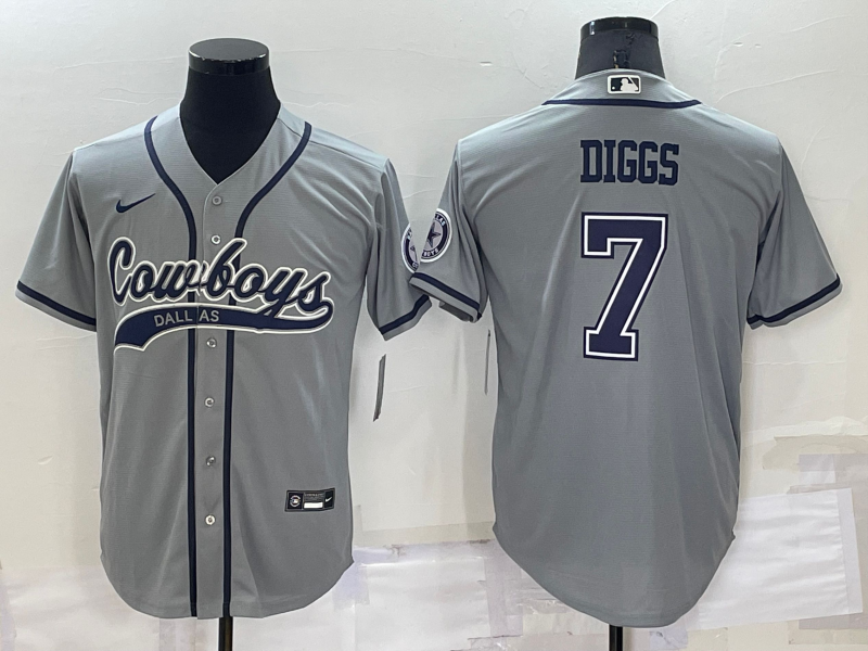 Men's Dallas Cowboys #7 Trevon Diggs Grey Baseball Nike Jersey