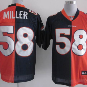 Nike Denver Broncos #58 Miller Orange/Dark Blue Split Elite Jersey