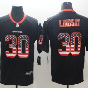 Nike 2018 Denver Broncos #30 Lindsay USA Flag Fashion Black Color Rush Limited Jersey