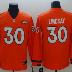 Men's Denver Broncos #30 Lindsay Teams Nike Therma Long Sleeve Jersey