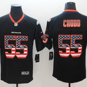 Nike 2018 Nike Denver Broncos 55 Chubb USA Flag Fashion Black Color Rush Limited Jersey