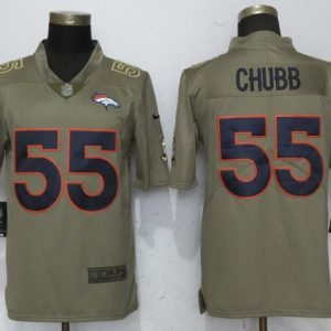 NEW Nike Denver Broncos 55 Chubb Olive Salute To Service Limited Jersey