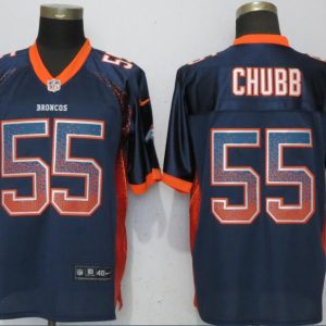 NEW Nike Denver Broncos 55 Chubb Drift Fashion Blue Elite Jersey