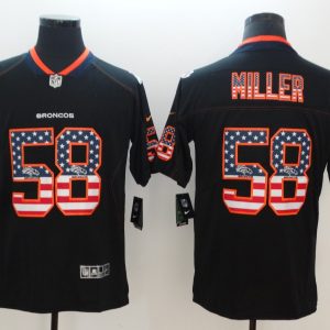 Nike 2018 Nike Denver Broncos #58 Miller USA Flag Fashion Black Color Rush Limited Jersey
