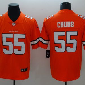 Denver Broncos 55 Bradley Chubb Orange Vapor Untouchable NFL Rush Limited Jersey