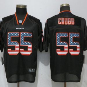 Mens Denver Broncos #55 Chubb USA Flag Fashion Black Elite Jersey