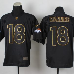 2014 Denver Broncos #18 Manning PRO Gold Lettering Fashion Jersey