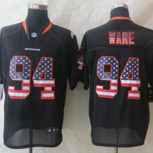 2014 New Nike Denver Broncos 94 Ware USA Flag Fashion Black Elite Jerseys