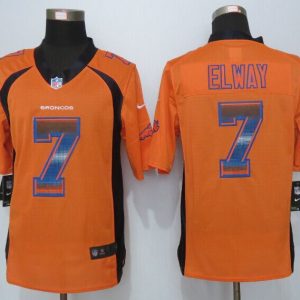 2015 New Nike Denver Broncos 7 Elway Orange Strobe Limited Jersey