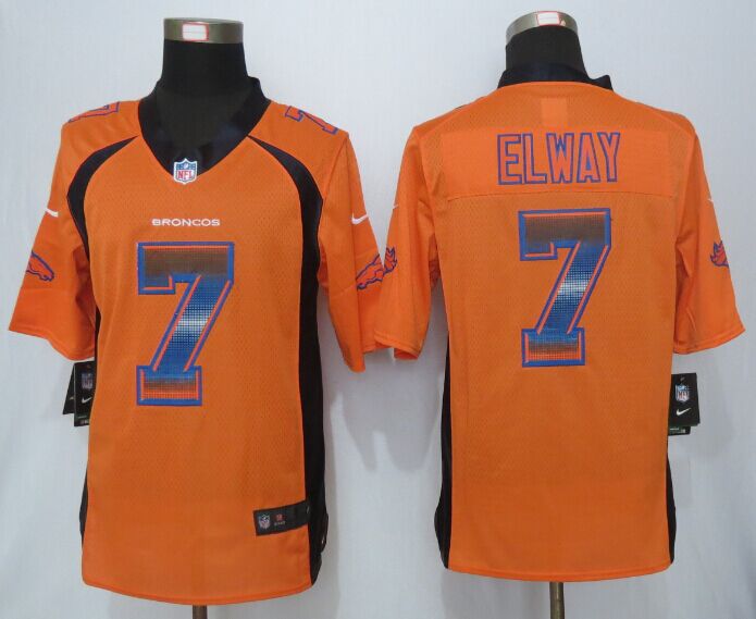2015 New Nike Denver Broncos 7 Elway Orange Strobe Limited Jersey