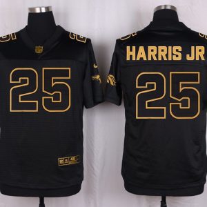 Mens Denver Broncos #25 Harris JR Pro Line Black Gold Collection Jersey