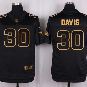 Mens Denver Broncos #30 Davis Pro Line Black Gold Collection Jersey