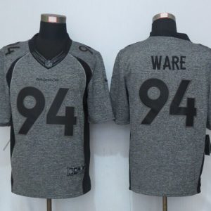 NEW Nike Denver Broncos 94 Ware Gray Mens Stitched Gridiron Gray Limited Jersey