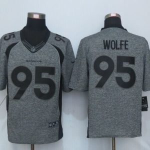 NEW Nike Denver Broncos 95 Wolfe Gray Mens Stitched Gridiron Gray Limited Jersey