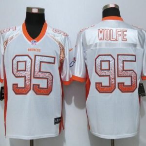 NEW Nike Denver Broncos 95 Wolfe White Drift Fashion Orange Elite Jersey