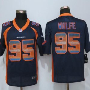 New Nike Denver Broncos 95 Wolfe Navy Blue Strobe Limited Jersey