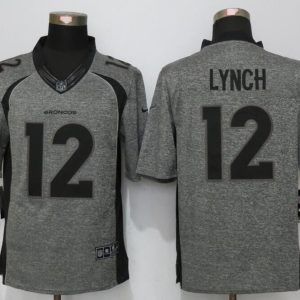 NEW Nike Denver Broncos 12 Lynch Gray Mens Stitched Gridiron Gray Limited Jersey