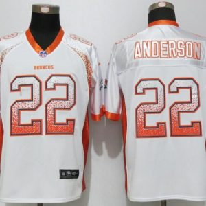 NEW Nike Denver Broncos 22 Anderson Drift Fashion White Elite Jersey
