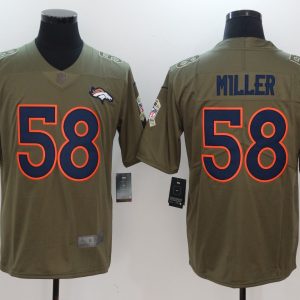 Mens Denver Broncos #58 Miller Olive Salute to Service Limited Jersey
