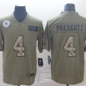 Men's Dallas Cowboys #4 Dak Prescott 2019 Olive/Camo Salute To Service Limited Jersey