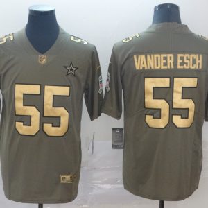 Men's Dallas Cowboys #55 Leighton Vander Esch Olive/Gold Salute To Service Limited Jersey
