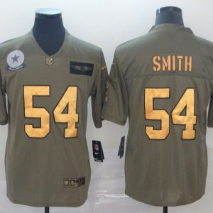 Men's Dallas Cowboys #54 Jaylon Smith 2019 Olive/Gold Salute To Service Limited Jersey