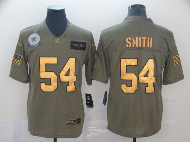 Men's Dallas Cowboys #54 Jaylon Smith 2019 Olive/Gold Salute To Service Limited Jersey