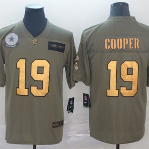 Men's Dallas Cowboys #19 Amari Cooper 2019 Olive/Gold Salute To Service Limited Jersey