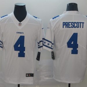Men's Dallas Cowboys #4 Dak Prescott White 2019 Team Logo Cool Edition Stitched Jersey