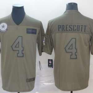 Nike Cowboys #4 Dak Prescott 2019 Olive Salute To Service Limited Men Jersey
