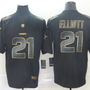 Nike Cowboys #21 Ezekiel Elliott Black Gold Vapor Untouchable Limited Men Jersey