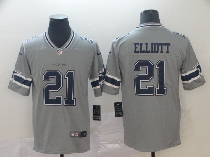Nike Cowboys #21 Ezekiel Elliott Grey Inverted Legend Men Jersey