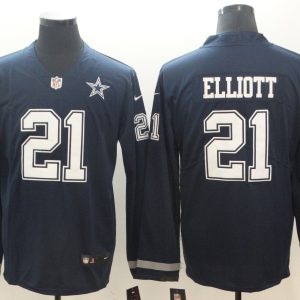 Men's Dallas Cowboys #21 Elliott Teams Nike Therma Long Sleeve Jersey