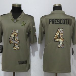 New Nike Dallas Cowboys 4 Prescott Olive/Camo Carson 2018 Salute to Service Limited Jersey