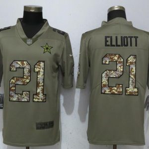 New Nike Dallas Cowboys 21 Elliott Olive/Camo Carson 2018 Salute to Service Limited Jersey