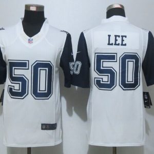 New Nike Dallas Cowboys 50 Lee White Mens Stitched Limited Rush Jersey