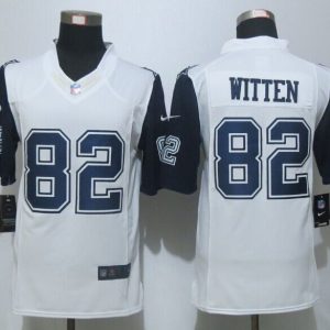 New Nike Dallas Cowboys 82 Witten White Mens Stitched Limited Rush Jersey