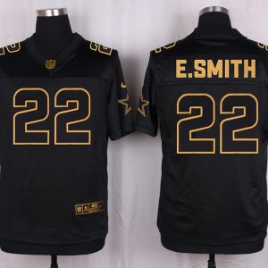 Mens Dallas Cowboys #22 E.Smith Pro Line Black Gold Collection Jersey