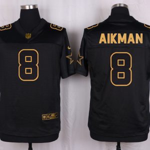 Mens Dallas Cowboys #8 Aikman Pro Line Black Gold Collection Jersey
