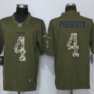 New Nike Dallas Cowboys 4 Prescott Green Salute To Service Limited Jersey