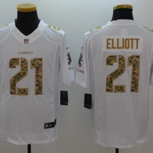 NFL Dallas Cowboys #21 Elliott White Salute To Service Limited Jersey