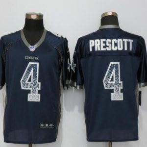 NEW Nike Dallas Chargers 4 Prescott Drift Fashion Blue Elite Jerseys
