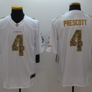 NFL Dallas Cowboys #4 Prescott White Salute to Service Jersey