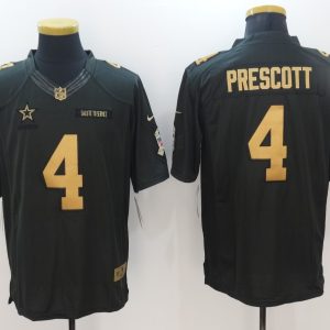NFL Dallas Cowboys #4 Prescott Saulte to Service Jersey Gold Number