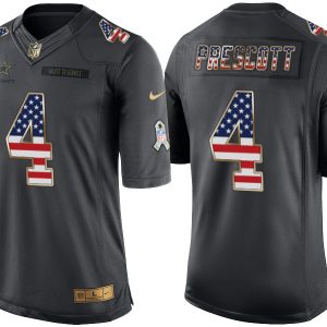 NFL Dallas Cowboys #4 Prescott Salute to Service USA Flag Jersey